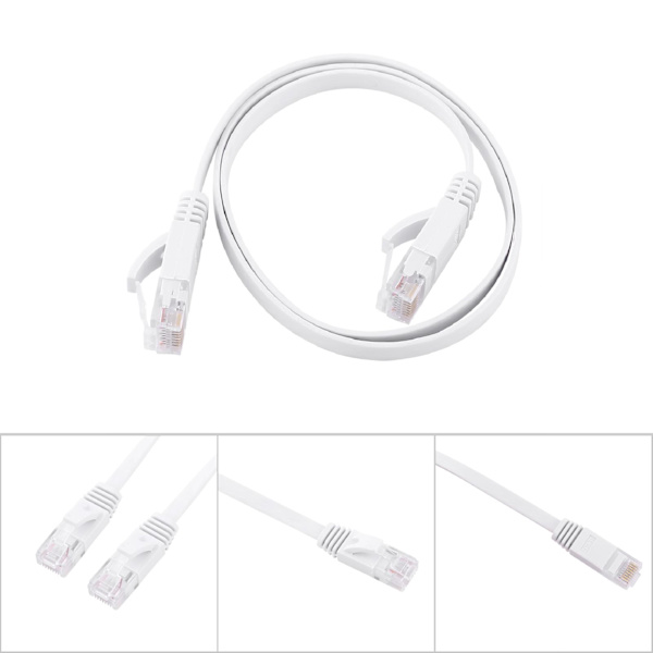 05m hvidt fladt CAT6 Ethernet-kabel