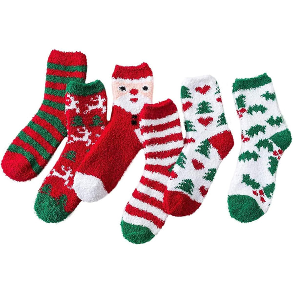 Dame Jul Fuzzy Sokker Vinter Varme Koselige Sokker Myke Fluffy Cartoon Monster Sokker Atletisk innendørs sokker for kvinner - Perfet