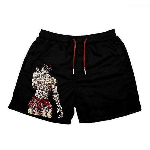 Japanilainen Anime Shortsit Baki Haman Painettu Miesten Katukahvit Shortsit Rento Löysä Miesten Elastinen Vyötärö Mustat Shortsit - Perfet black5 4XL