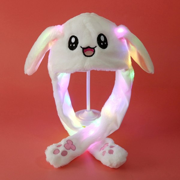 1st Glowing e Bunny Ears Hat Ear Moving Bunny Hat Lelu - Perfet White