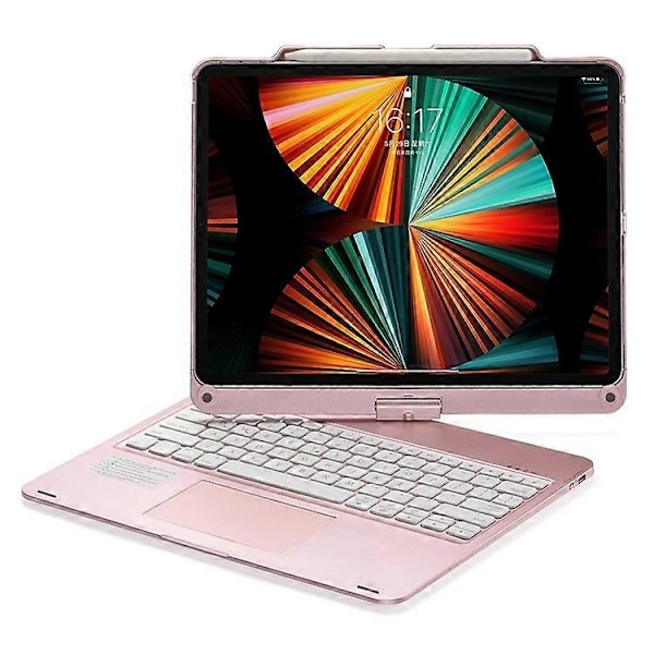 Kompatibelt tangentbord med bakgrundsbelysning och pekplatta för iPad Air 13 (2024) / iPad Pro 12.9 (2022) / (2021) / (2020) / (2018) med surfplattefodral - Perfekt PinkGold