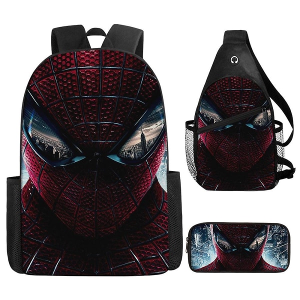 Spiderman børneskoletaske vandtæt tegneserie skoletaske grundskoletaske rygsæk i tre sæt - Perfet Style1