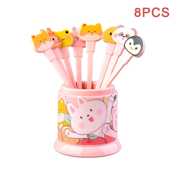 8st Djurmönster Fruktgaffel Tecknad Dessertgaffel Grade Plas - Perfet Pink Onesize