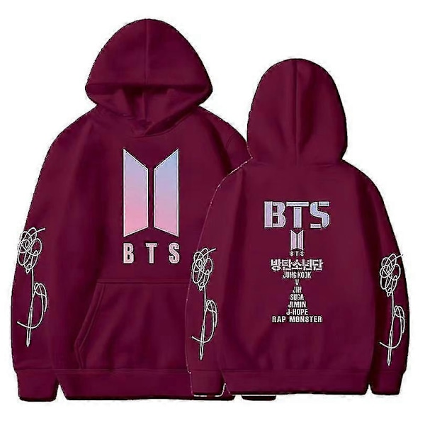 BTS Unisex Huppari Huppari Casual Cosplay Takki Yläosa V-Perfet wine red 2XL