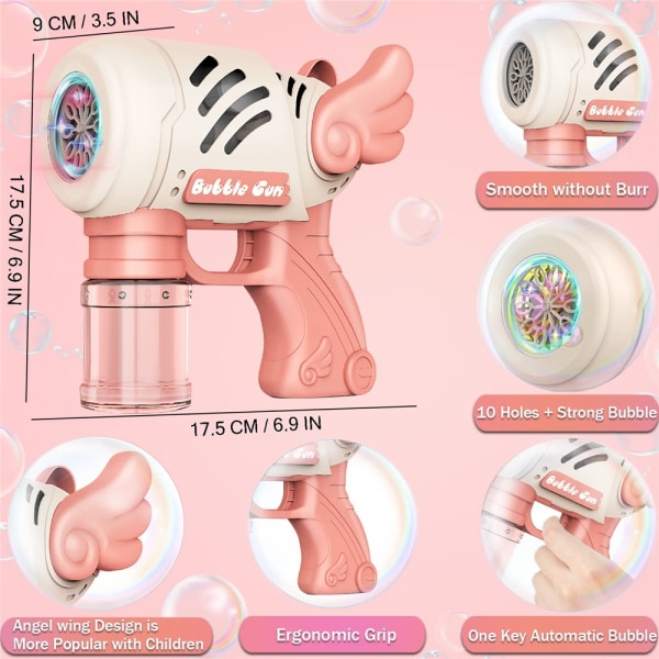 Kid Bubble Gun Funny Bubbles Machine Puhallinlelu - Perfet Pink
