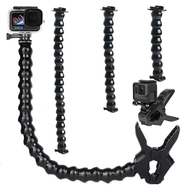 Flex Clamp Arm Fäste med Justerbar Svanhals Flexibla Käftar Clip Fäste Hållare för GoPro Hero 10 9 8 7 4 Actionkamera Stöd-Perfet 8 Joints With Clip