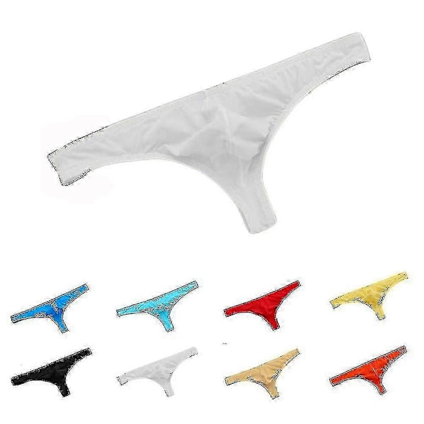 Herr Enfärgade Stringtrosor Ultratunna Andningsbara Låg Midja Mjuka Underkläder-Perfekt White M