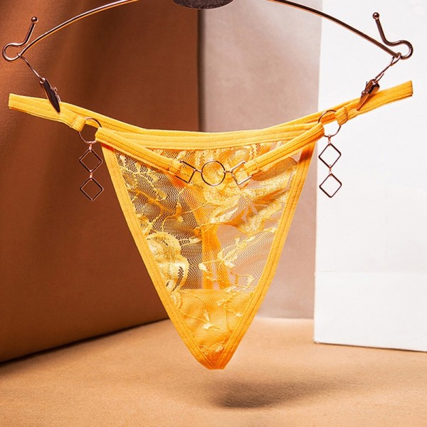 Kvinders sexet geometrisk metal G-streng Strings T-ryg Undertøj Pan - Perfet Yellow