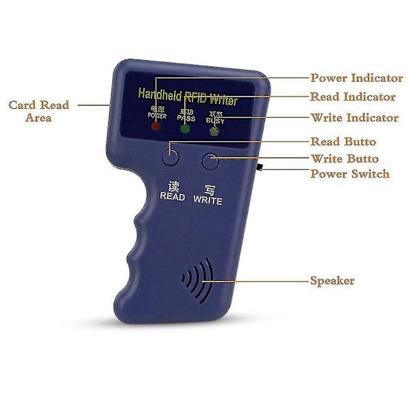 Håndholdt 125kHz RFID Læser Skriver Duplikator Kopimaskine, Opgraderet ID-kort Kloner Programmer, med 10 stk-Perfet