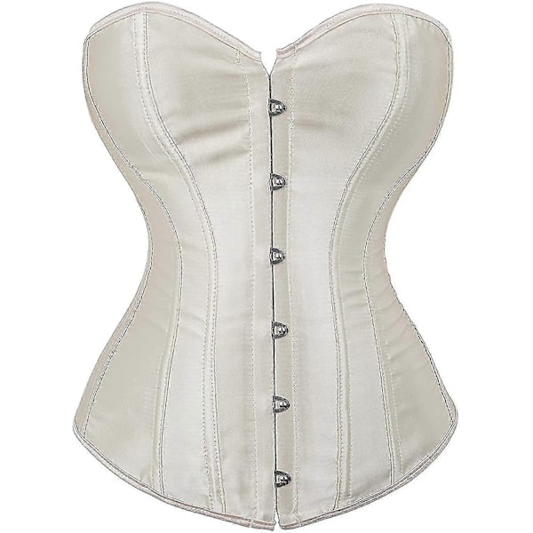 Naisten Bustier-korsetti Yläosa Seksikäs Alusvaatesetti Musta Satiini Vyötärön Kiristäjä-Täydellinen White 6x-large