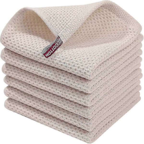 6-pack 100% Bomull Frotté Köksdukar - Hängögla för Disk och Köksrengöring - Perfekt Apricot 34*34cm