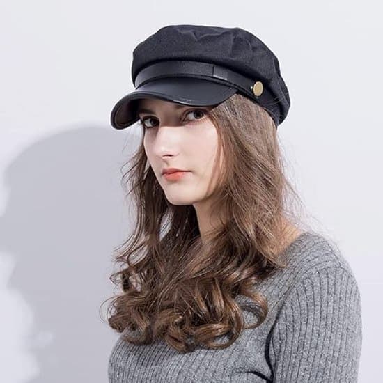 Unisex korhue, klassisk retrokasket, damehat, teaterkasket, baret - sort