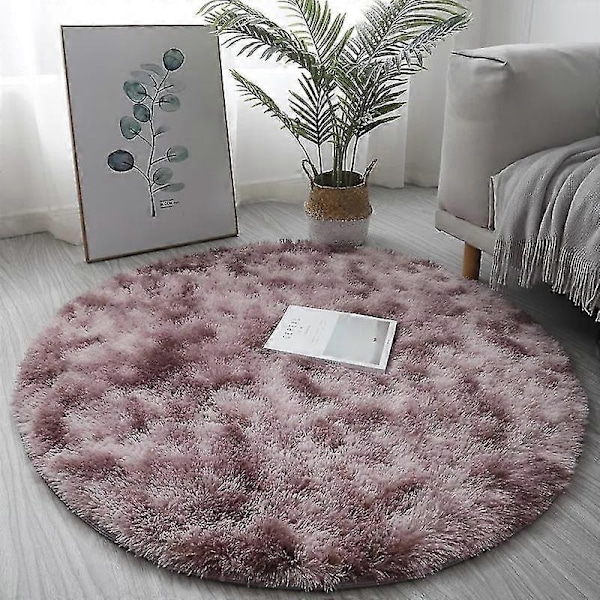Mjuk Rund Matta Fluffiga Vita Mattor för Vardagsrum Mjuk Heminredning Sovrum Barnrum Dekoration Salong Tjock Luggmatta - Perfekt Light purple 80x80cm