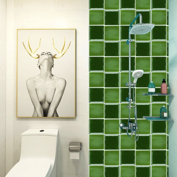 20 st 3D mosaikplattor fästa med självhäftande heminredning - Perfet 1# Green 15x15cm
