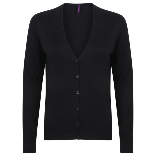 Henbury cardigan med V-hals for kvinner/damer, svart - perfekt Black L