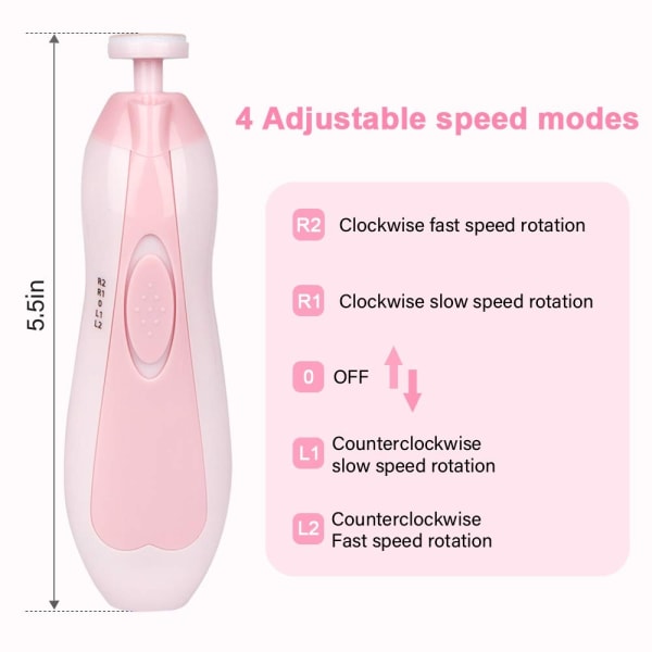 Baby Neglefil Trimmer Safe Electric Negle Clipper Kit for- Perfet PINK