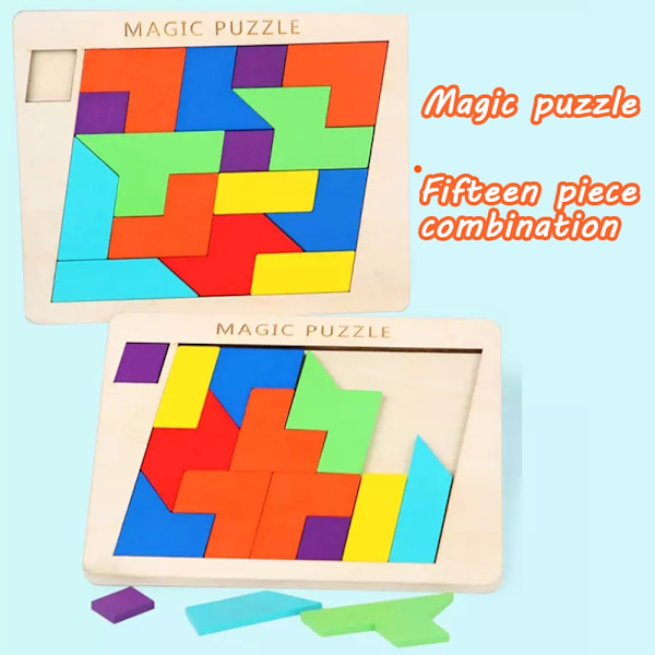 träpussel Geometriska Tangram Teasers Jigsaw Pedagogiska leksaker - Perfet