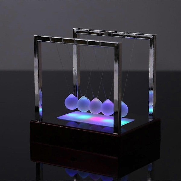 Newtons Cradle Led Light Up Kinetic Energy Home Office Science Toys Home Decor-Perfet