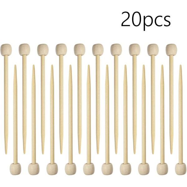 20 kpl bambu tussilla sileät yksikärkiset neulepuikot aloittelijoille tee-se-itse - Perfet