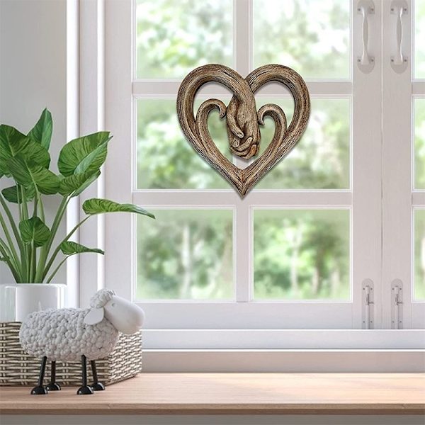 Hjärta som håller händerna Väggdekal Forever Love Hängande väggkonst imitation 3D-effekt printed akryl Heminredning Present- Perfet A-HOLDIGN HANDS
