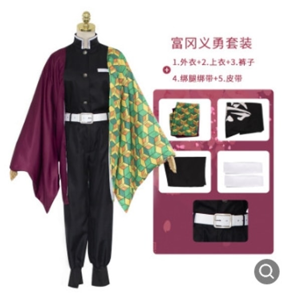 Kids Anime Demon Slayer Cosplay Set Vuxen Tanjirou Nezuko Outfit Y - Perfet Tomioka Giyuu 130cm