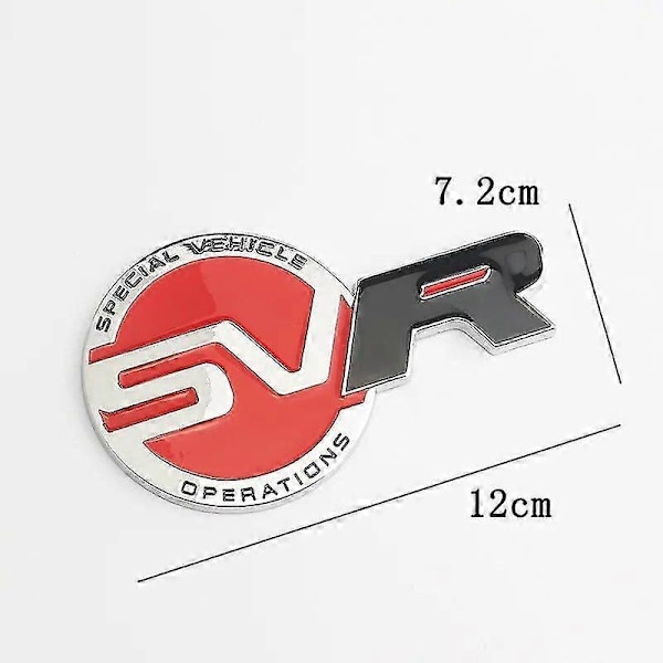 3D Metal SVR-logokirjaimet Auton Takaluukun Loksuun Embleemi Tarra Tarra Range Rover Sport L494 Evoque SVR - Täydellinen Black Red Trunk Sticker