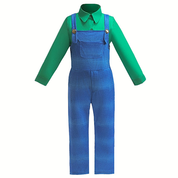 Super Mario kostym Halloween Cosplay kostym för barn Super Brothers kostym outfit - Perfet Green 90cm