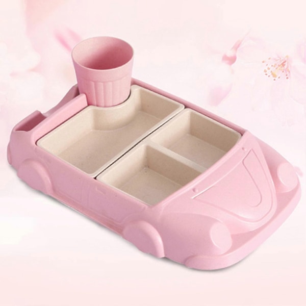 1 Sett Middagstallerken Tegneseriedesign Rom Inndelt Matkontaktkvalitet Avtakbar Grønnsaksrett Fruktdessert Spisebrett Daglig Bruk-Perfekt Pink