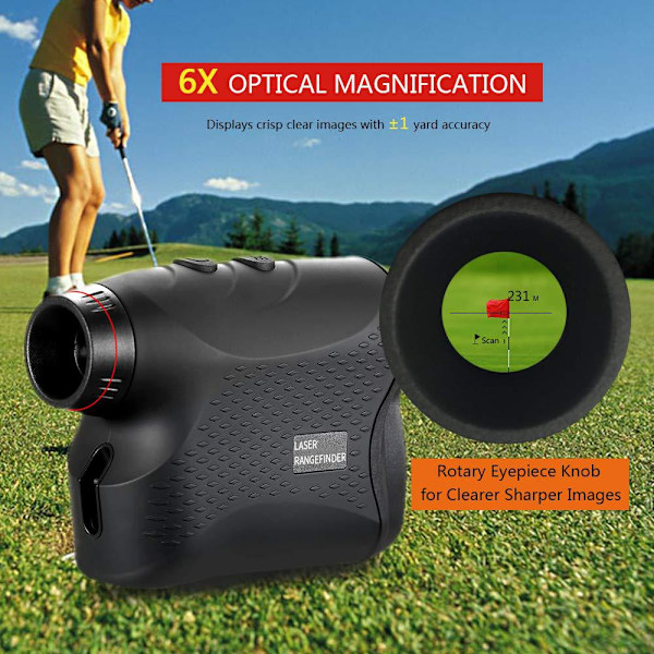 Golf Rangefinder Afstandsmåler Speedometer Digital Jagt Måle Kikkert (500m, Sort)-Perfet