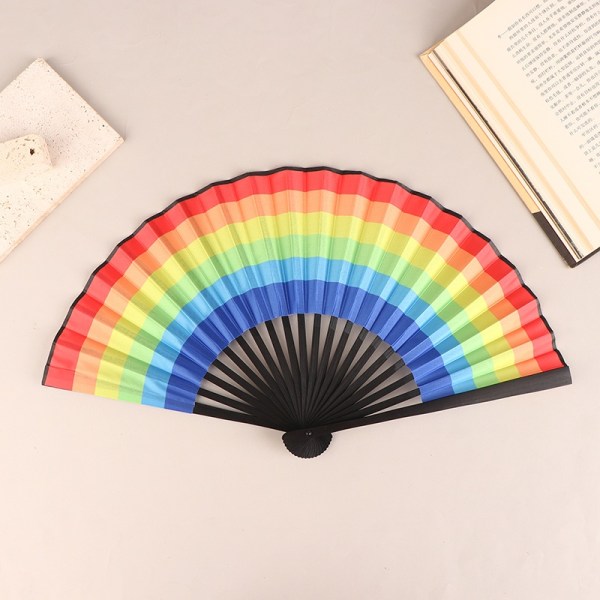 1 kpl kokoontaittuva tuuletin käsituulettimet Rainbow Print Bamboo Bone Fan - Perfet type-N1