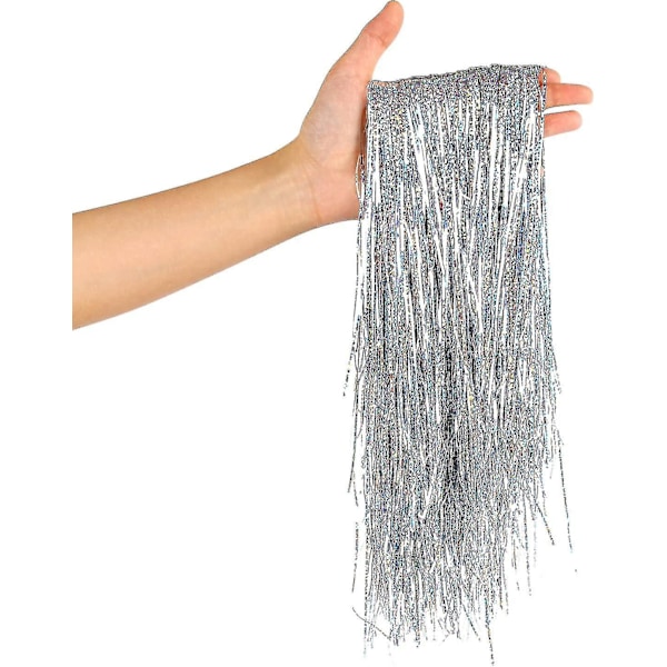 2000 Strands Silver Tinsel Icicles - Foil Fringe Christmas Decorations-Perfet