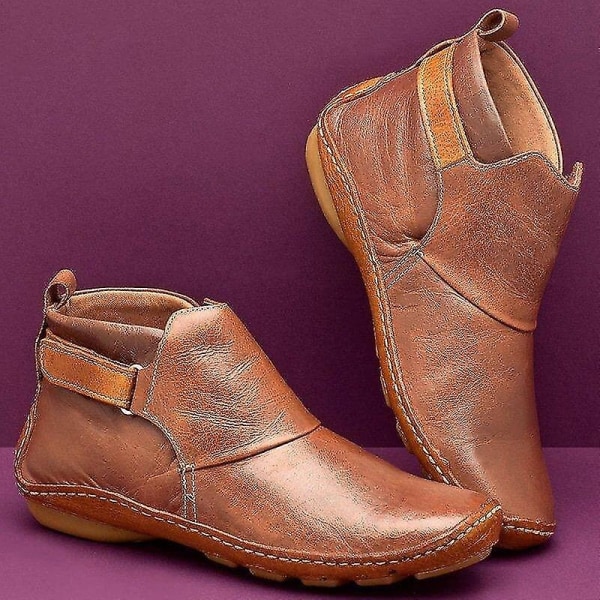 Ortopediske sko Vintage Flat Boot Ankel Topp Sko Myke Pu Boots - Perfet 41 Green