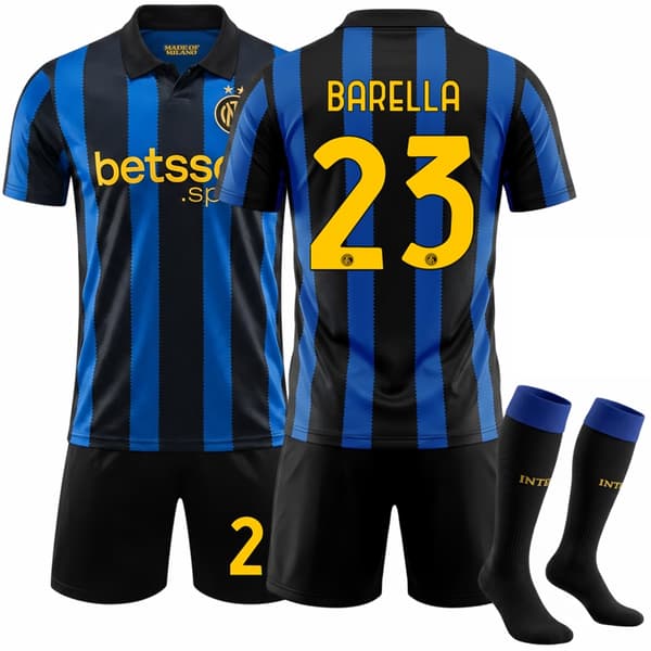 2026-2027 Inter Milan Hjemme Børnefodboldtrøje, Nummer 23, Barella 18