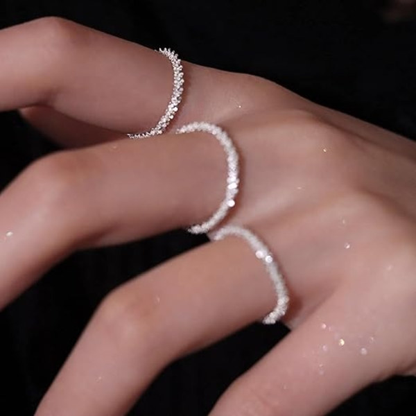 2 set (koko 11+12) Sparkling Sormukset - 925 Sterling Hopea - Sim - Perfet