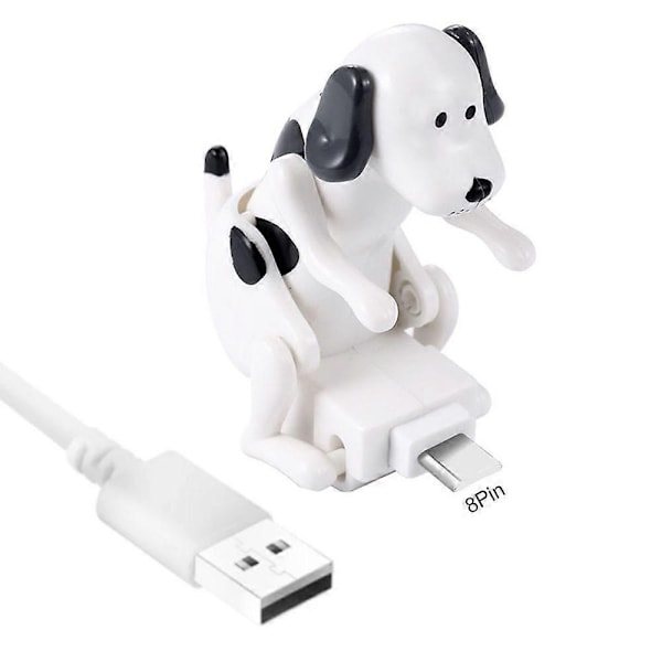 Rolig Stötande Hund Laddningskabel Lindra Stress Effektiv Snabbladdning Smart Chip Type-C/8-Pin/Micro USB Laddningssladd-Perfet White Apple