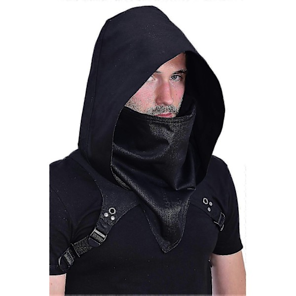 Punk Rogue Cowl Hette Skjerf, Vinter Unisex Halsvarmer Kostyme Hette Cape Hatt-Perfekt Black