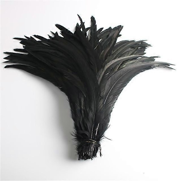 50 st Naturliga Tuppstjärtfjädrar 25-40cm /10-16 tum Kläddekoration Scenföreställning Tuppstjärtfjädrar Plymer-Perfet black 35-40cm