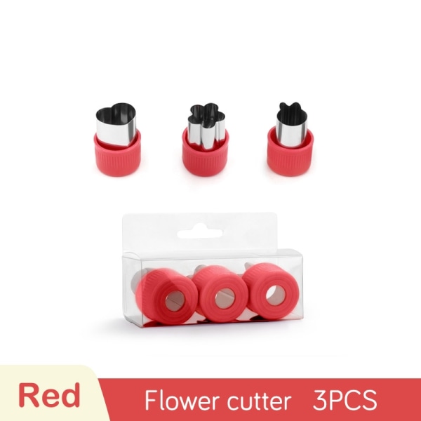 Grønnsaksfrukt ter Rustfritt stål Blomster tegneserieform - Perfet 3pcs-Red