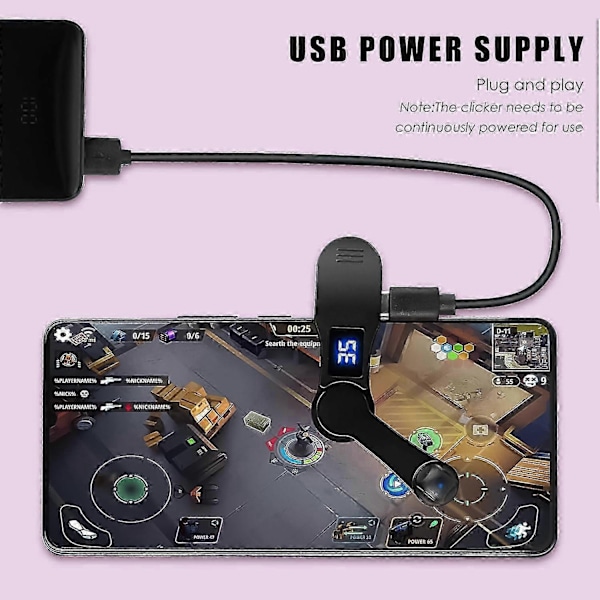 Auto Clicker Kompatibel med Smartphones - Justerbar Hastigheds Clicker Kontinuerligt Klik Kompatibel med Gaming og Live Streaming Likes Belønning-Perfekt Black B 02
