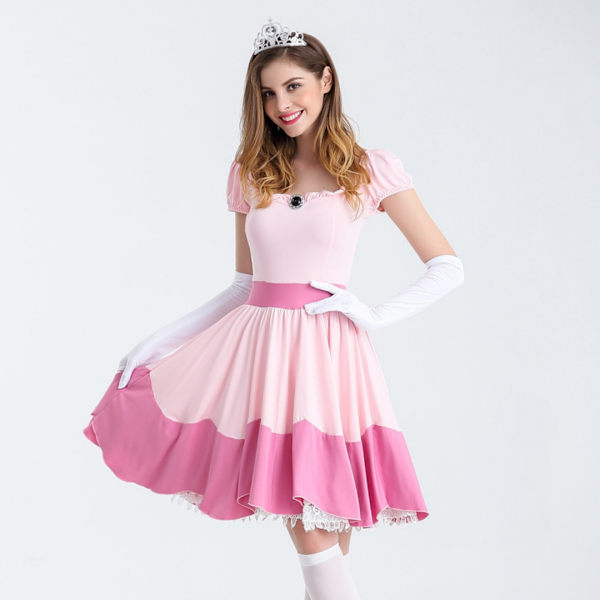 Princess Peach Kostume Til Kvinder Halloween Cosplay Kjole - Perfet L