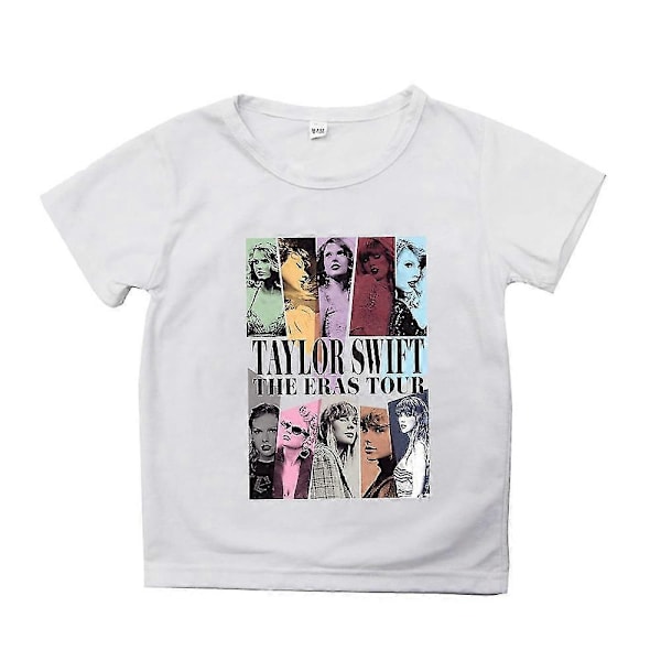 Jente T-skjorte med Taylor Swift Time Tour-trykk, 6-10 år - Perfekt for sommeren white 6-7 years old