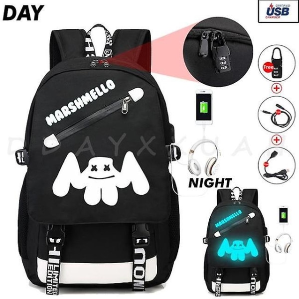 Marshmello Ryggsekk Skoleveske Dj Marshmello Cosplay Kostyme Rekvisitter For Barn Jenter Barn Kvinner Søt Marshmallow Bag - Perfet