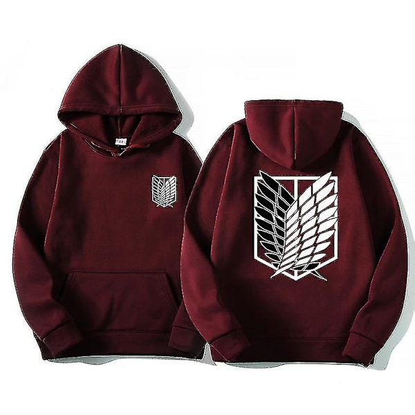 Attack On Titan Hettemgenser for menn Anime Hettemgensere Menn Kvinner Streetwear Genser Harajuku Hettemgensere Genser Klær -Perfekt wine red XXXL