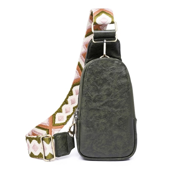 Dame Pu Leather Stilig Crossbody Sling Bags Midjebelte - Perfet green