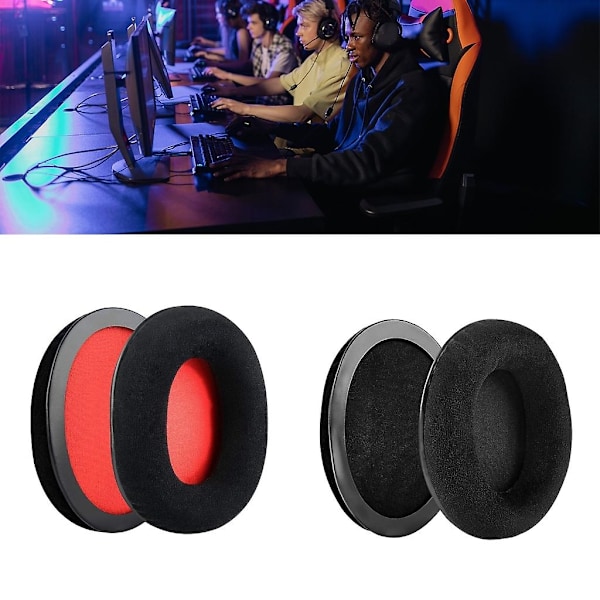 Öronkuddar för Kingston Hyperx Cloud II 2 Hörlurar Svampar Kuddar Öronmuffar-Perfekt Black red mesh flann