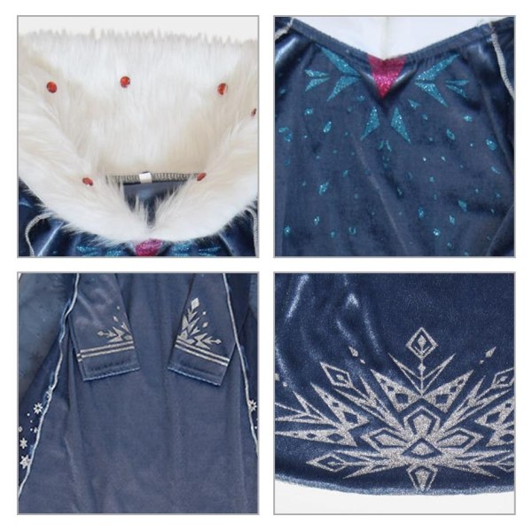 Winter Frost Elsa ja Anna Princess -mekko Naamiaisasu lapsille - Perfet blue 110