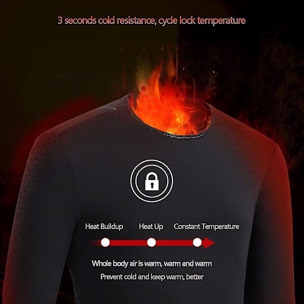 Lämmitettävä lämpöalusasut, USB-sähköllä lämmitettävä pitkähihainen lämpöpaita, superpehmeä pohjakerros - Perfet Longsleeve 3XL