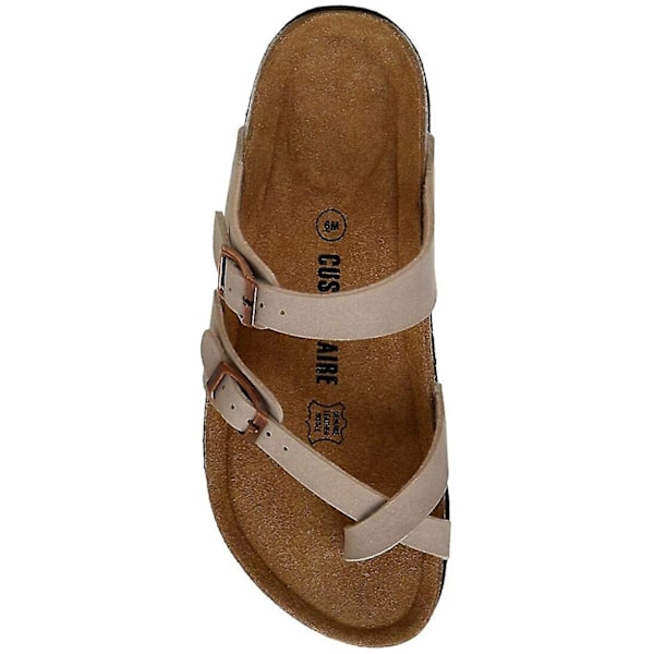 Sandaalit naisille, korkkipohjalliset, säädettävät liukusandaalit Double-Perfet -ominaisuudella Beige 39