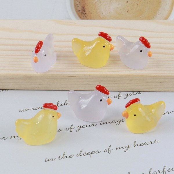 3 stk Luminous Miniature Chick Ornaments e Chicken Ornament Car - Perfet White