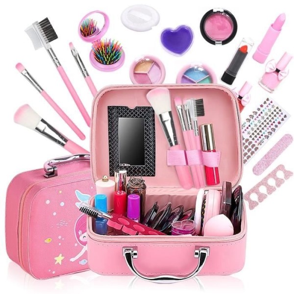 Børne makeup legetøj piger, 20 stk makeup etui, pink makeup sæt legetøj bedste gave til pige